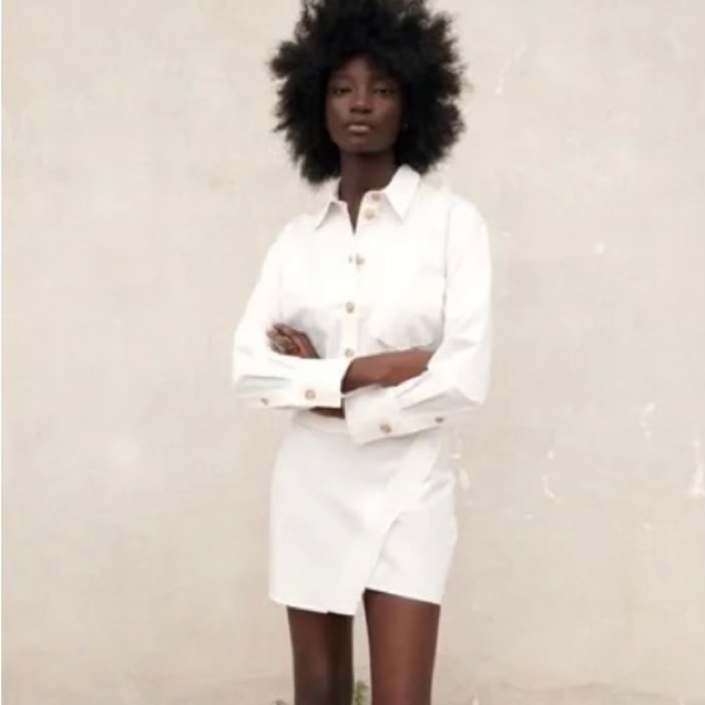 Zara Mini Shirt dress in Oyster